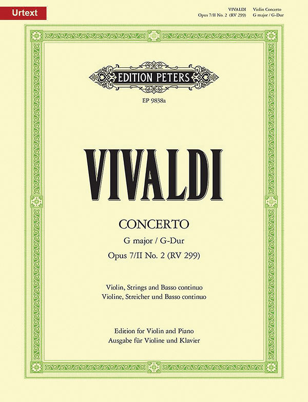 Violin Concerto in G Op. 7/II No. 2 (RV 299) (Edition for Violin and Piano) Cover Image
