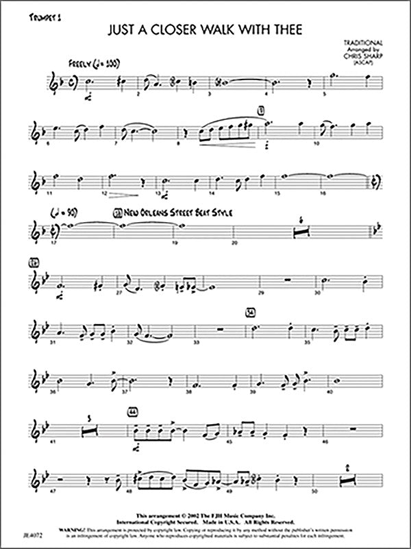 Just a Closer Walk with Thee: Score Sheet Music Preview