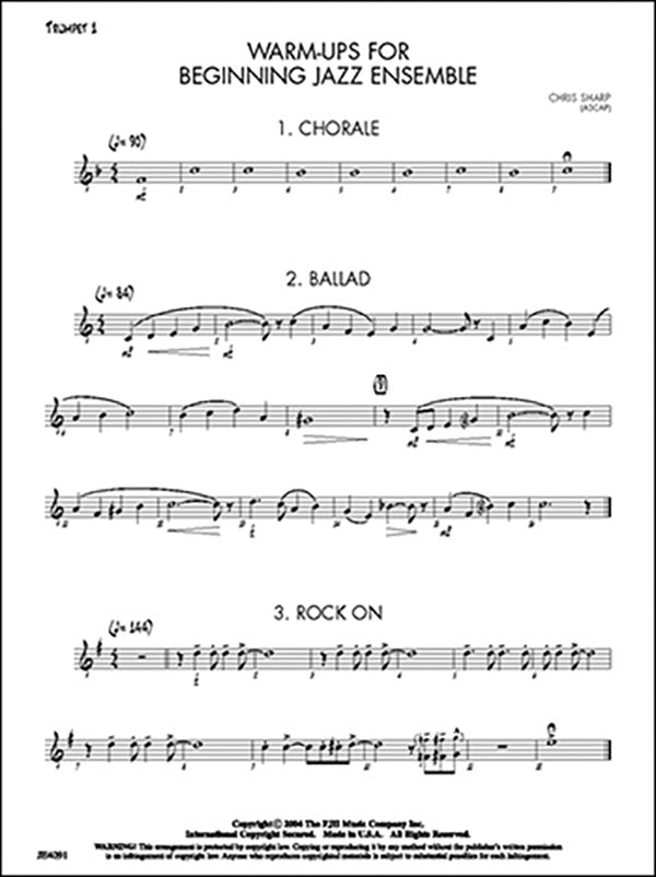 Warm-ups for Beginning Jazz Ensemble: Opt. Trumpet 4 Sheet Music Preview