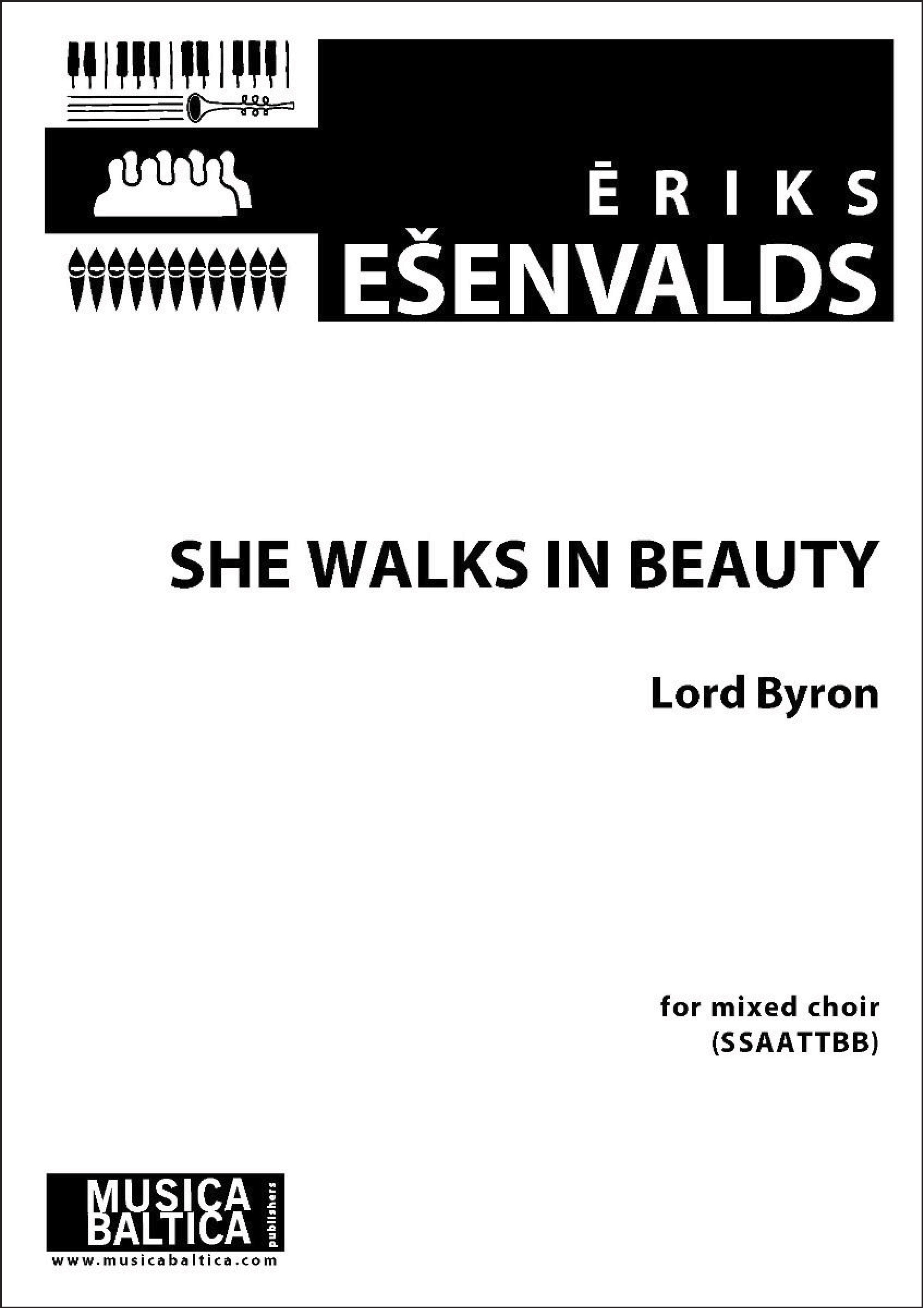 She Walks in Beauty for SSAATTBB Choir Cover Image