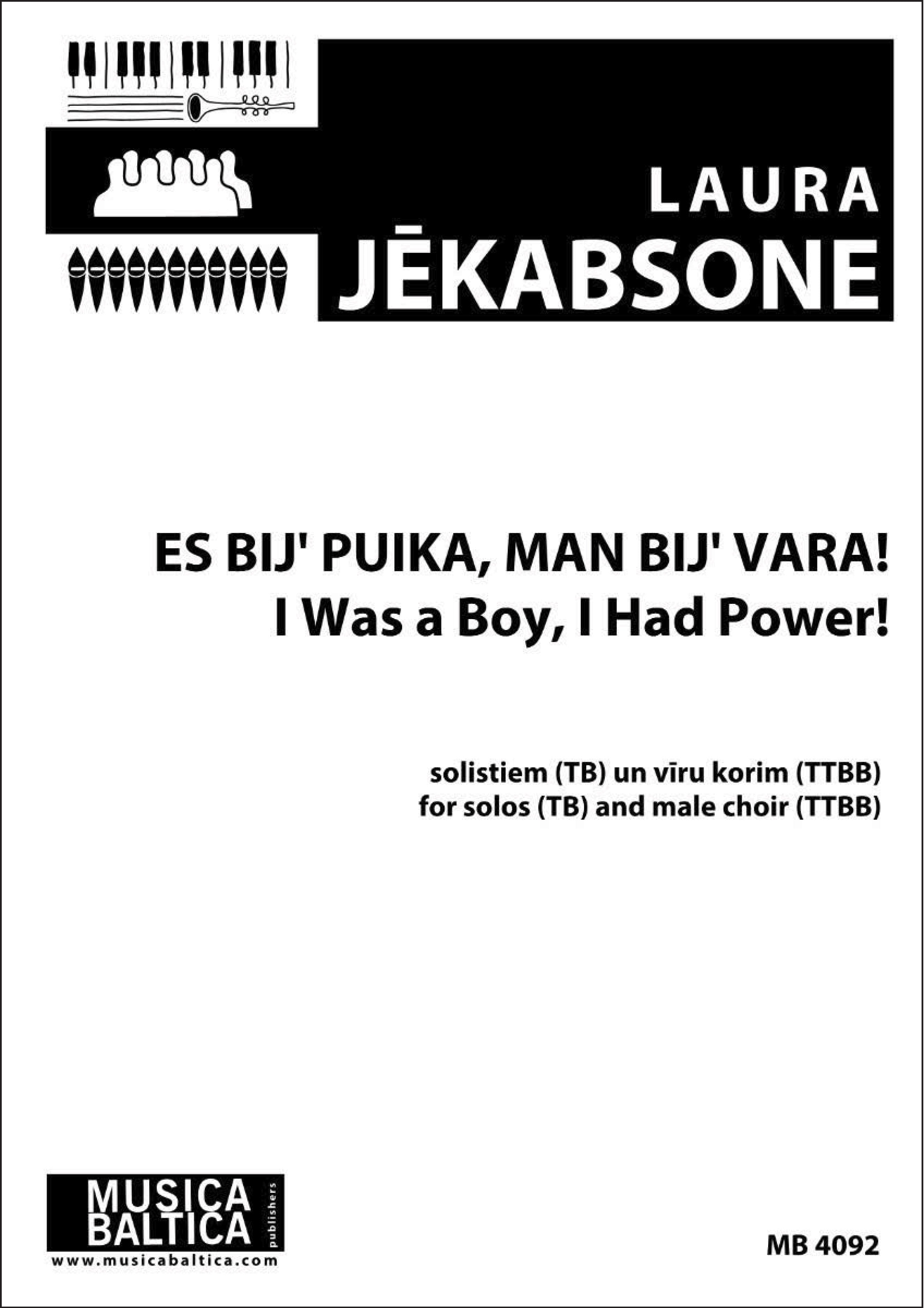 Es bij' puika, man bij' vara (I was a Boy, I had Power!) (Male Choir) Cover Image